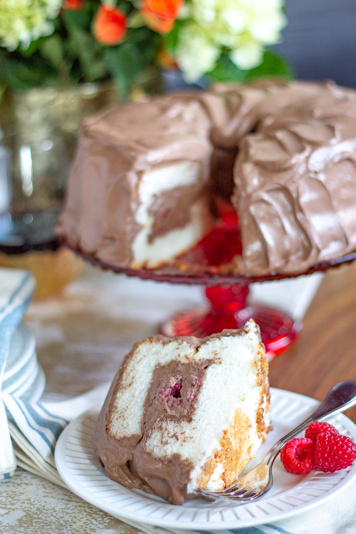 Angel Food Cake with Whipped Chocolate Frosting - thekittchen