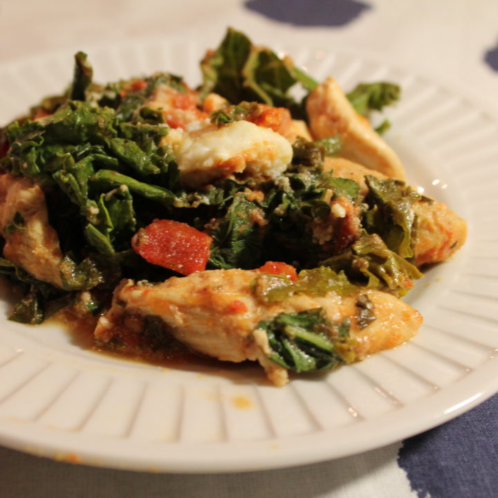 Chicken Casserole with Kale, Roasted Tomato and Ricotta