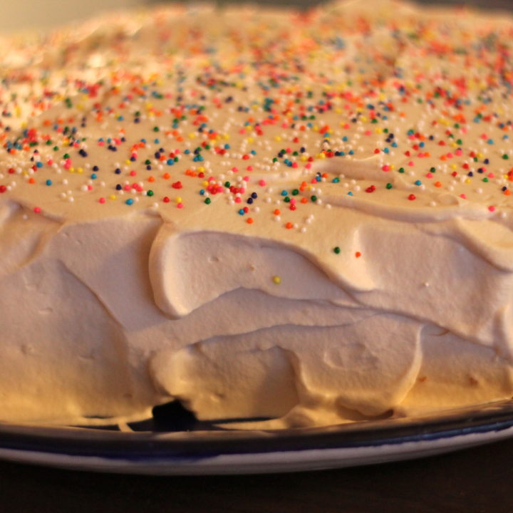 Vanilla Sponge Cake with Vanilla Whipped Cream Frosting
