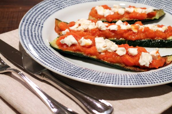 Grilled Zucchini with Tomato and Goat Cheese