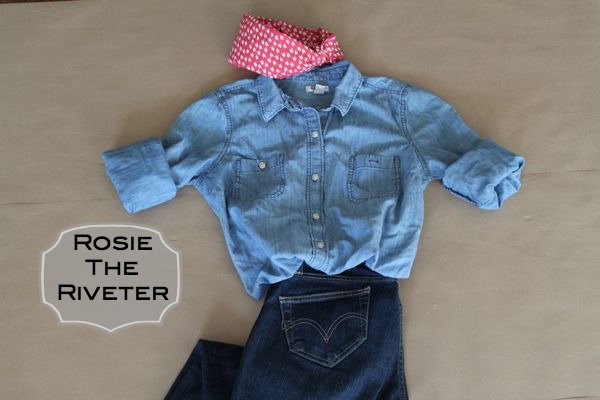 Rosie the Riveter with text