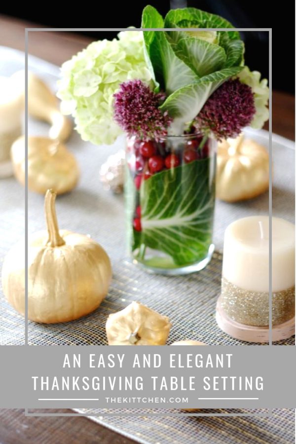 An Easy and Elegant Thanksgiving Table Setting | How to create a Thanksgiving tablescape with golden pumpkins and gourds #thanksgiving #diy 