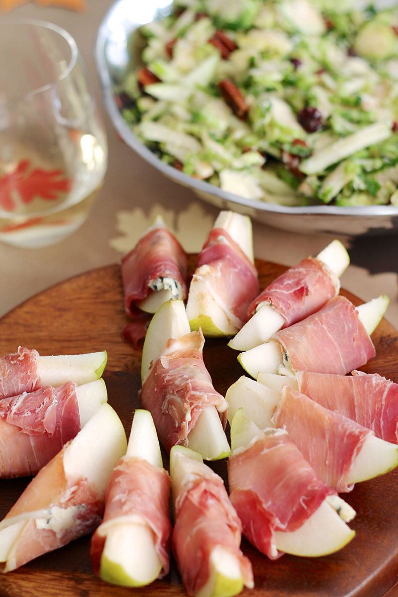 everygirl-friendsgiving-Prosciutto-and-Blue-Cheese-Wrapped-Pears-recipe