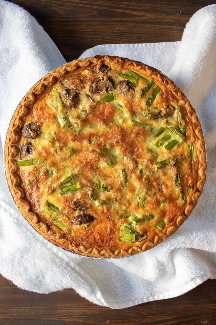 Easy Quiche Recipe with Asparagus, Mushrooms and Cheddar - thekittchen