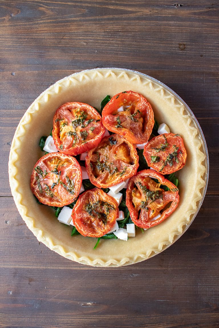 Roasted Tomato, Mozzarella, and Spinach Quiche Recipe - thekittchen