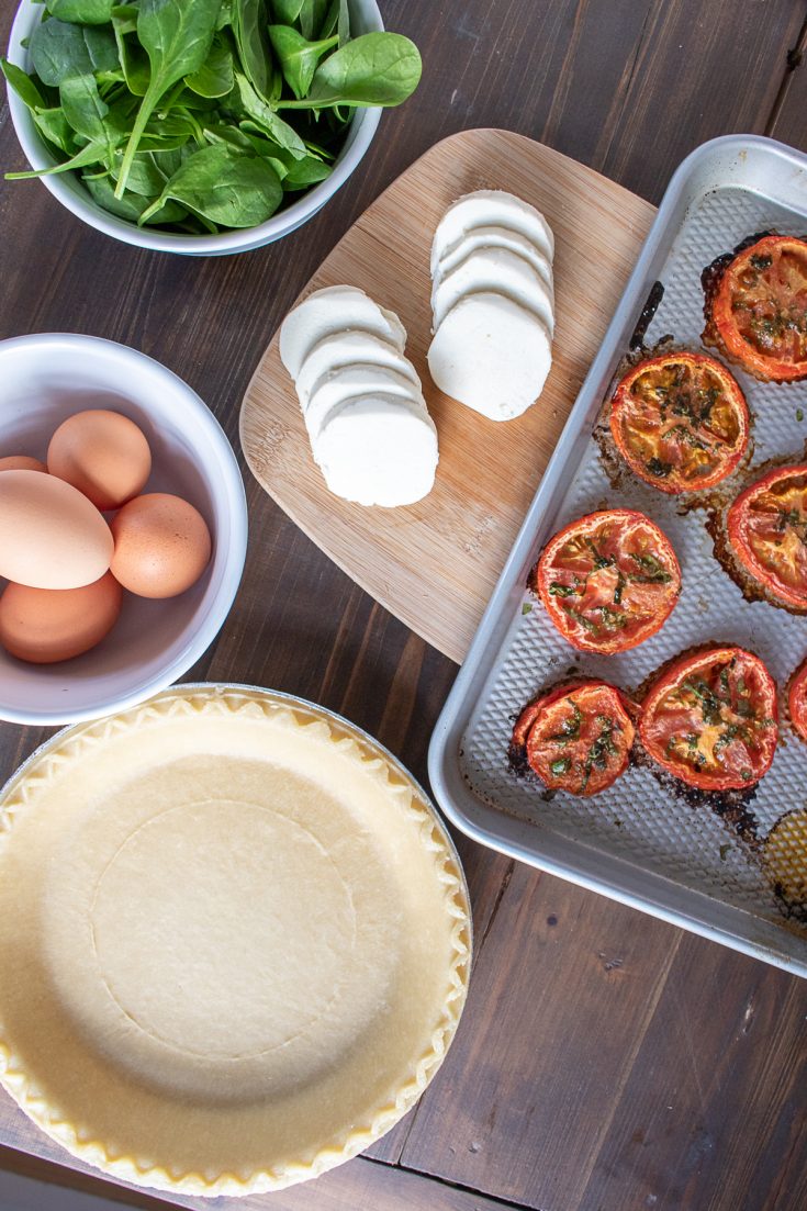 Roasted Tomato, Mozzarella, and Spinach Quiche Recipe - thekittchen