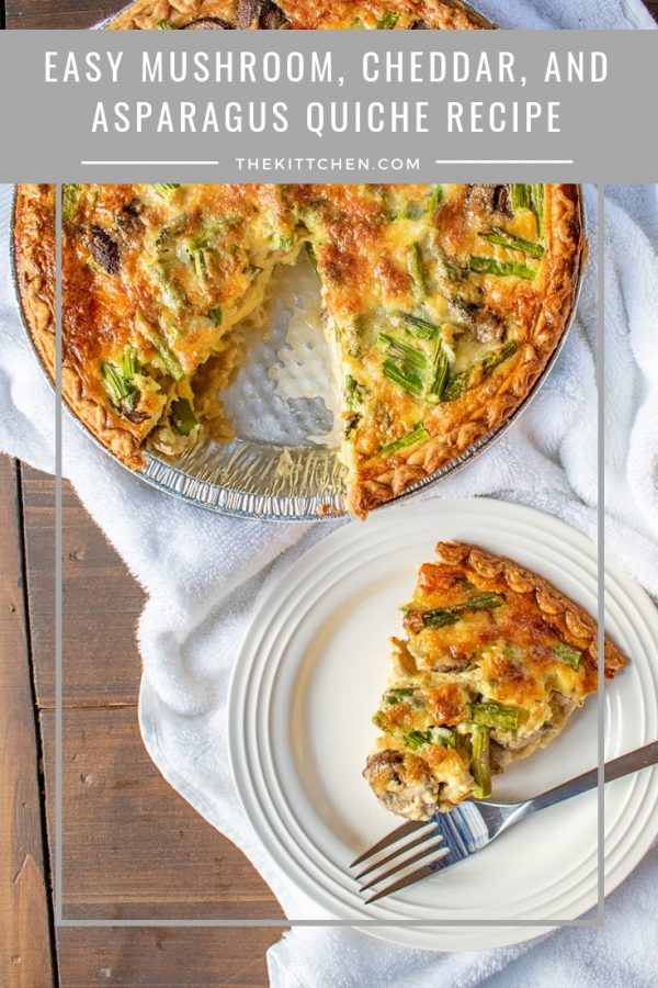 Easy Quiche Recipe with Asparagus, Mushrooms and Cheddar