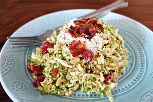 Shaved Brussels Sprout Salad with Bacon and Parmesan