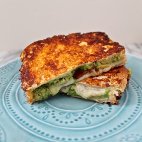 Cheddar, Avocado, Bacon Grilled Cheese with Cheesy Crust