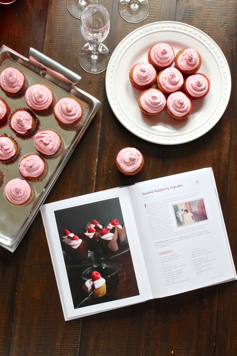 Roasted Raspberry Cupcakes from Grandbaby Cakes Cookbook thekittchen