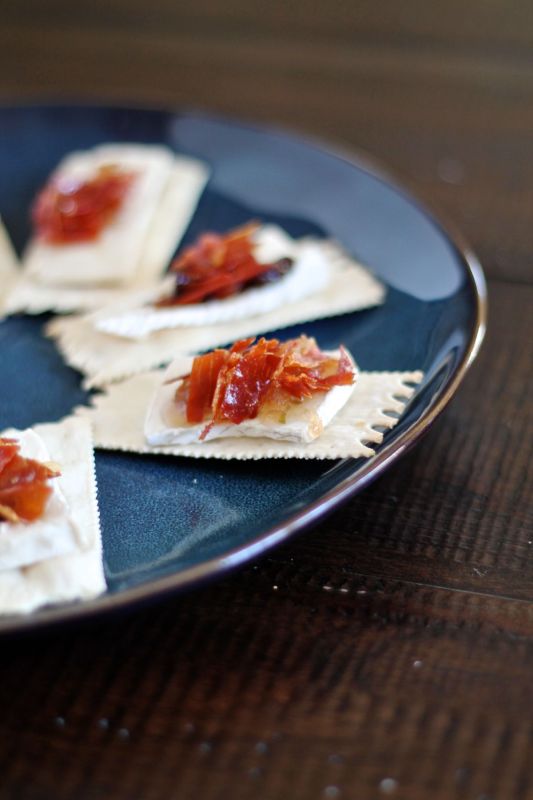 Brie, Jam, and Crispy Prosciutto on Crackers The Kittchen and Foxtrot