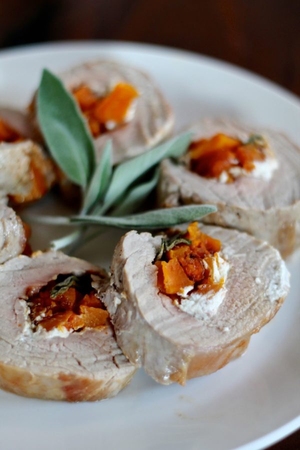 Mushroom Stuffed Pork Tenderloin with Blue Cheese