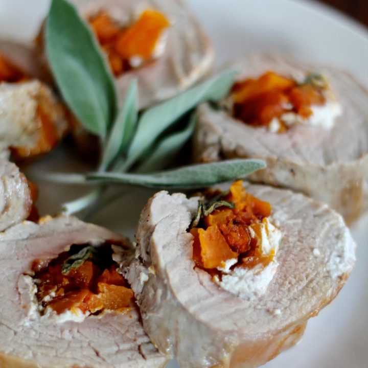 Goat Cheese, Butternut Squash Stuffed Pork Tenderloin - thekittchen