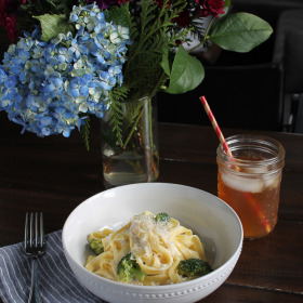 Lemon Goat Cheese Pasta with Rotisserie Chicken