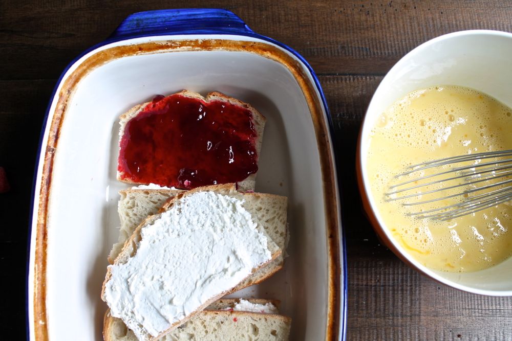 Baked Stuffed French Toast Process