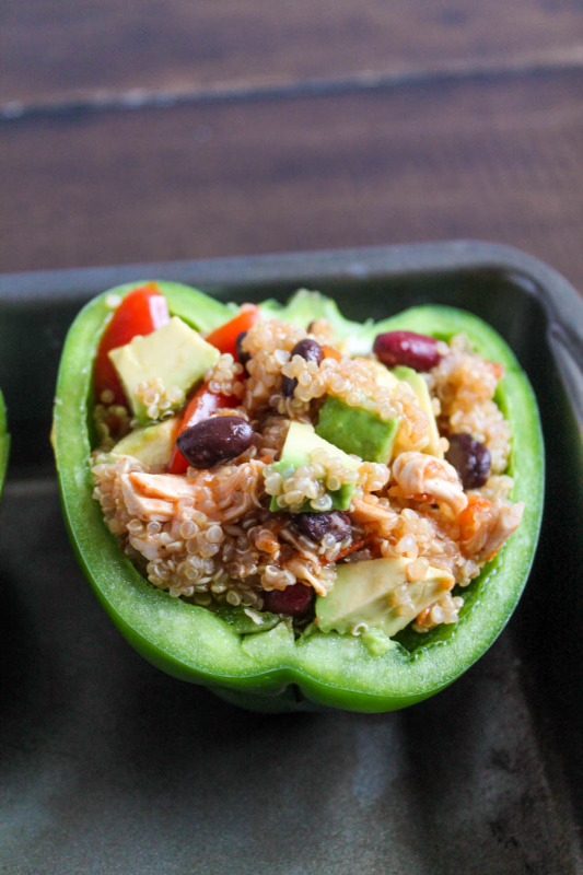 Southwestern Chicken and Quinoa Stuffed Peppers via The Kittchen-2