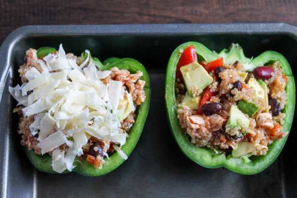 Southwestern Chicken and Quinoa Stuffed Peppers via The Kittchen