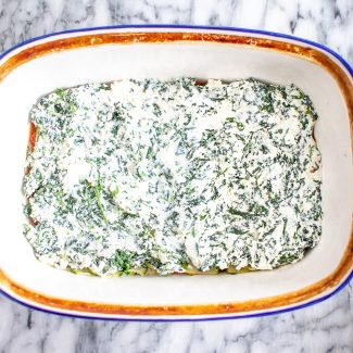 How to Make Zucchini Lasagna - Add the spinach and ricotta layer