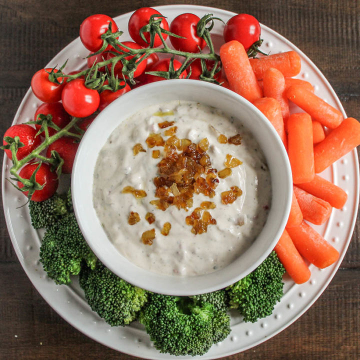Roasted Red Pepper and Caramelized Onion Ranch Dip with Chobani Greek Yogurt