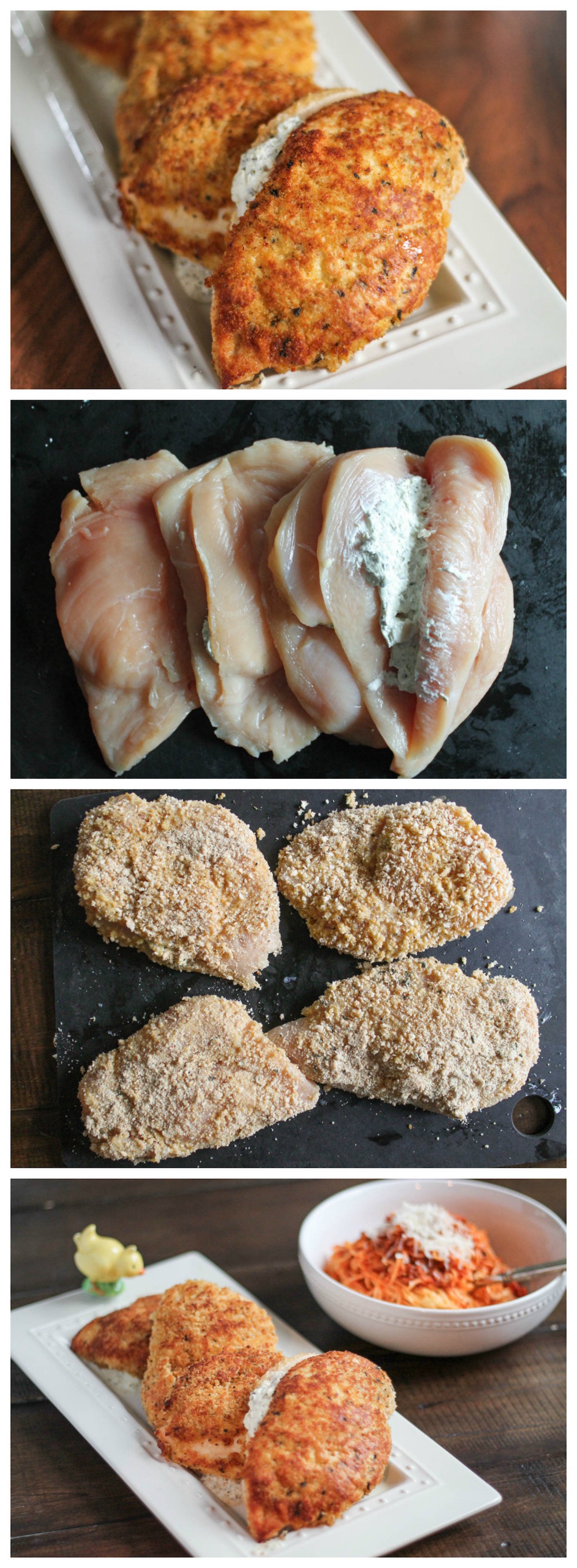 Cheese Stuffed Chicken Milanese Collage