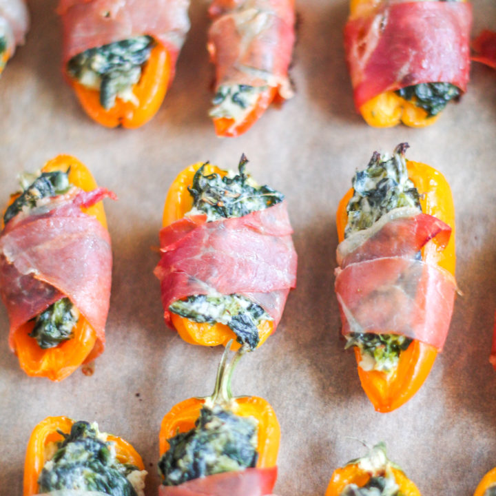 Sweet Peppers Stuffed with Cheesy Spinach Dip