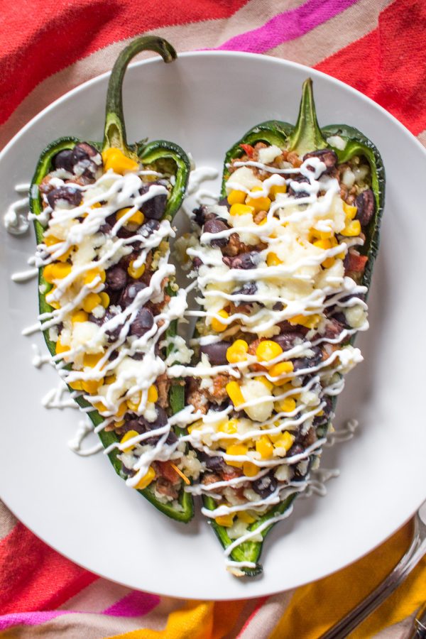 Beef Stuffed Poblano Peppers - a meal loaded with vegetables!