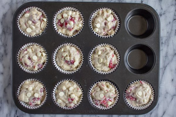 How to Make Bakery Style Raspberry White Chocolate Muffins