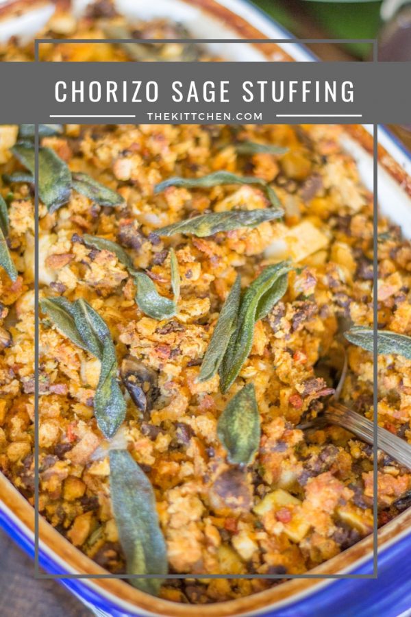 Chorizo Stuffing | This chorizo stuffing is made with apples, mushrooms, and fried sage - it's far better than the stuff from the box.