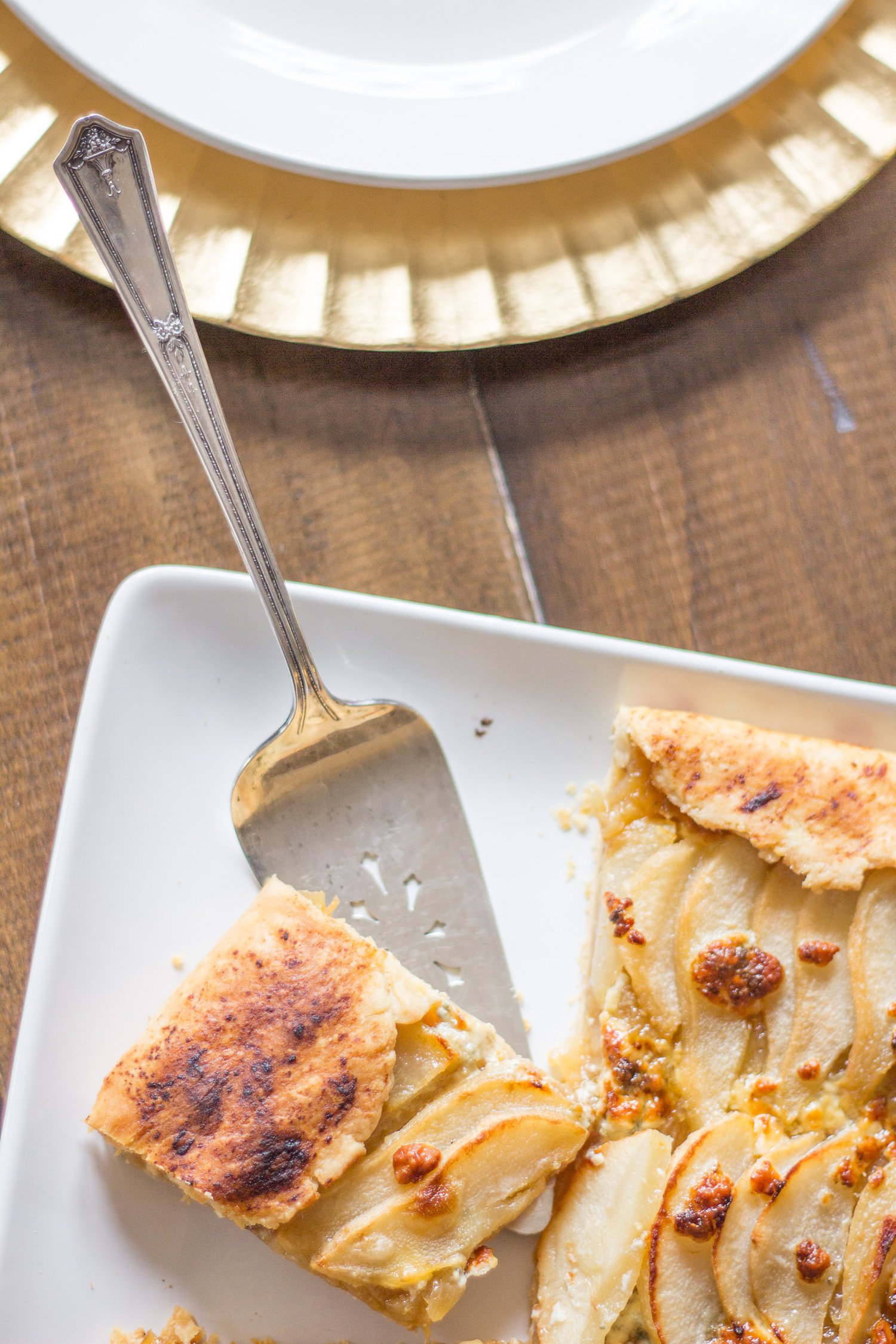 Caramelized Onion, Pear, and Blue Cheese Galette thekittchen