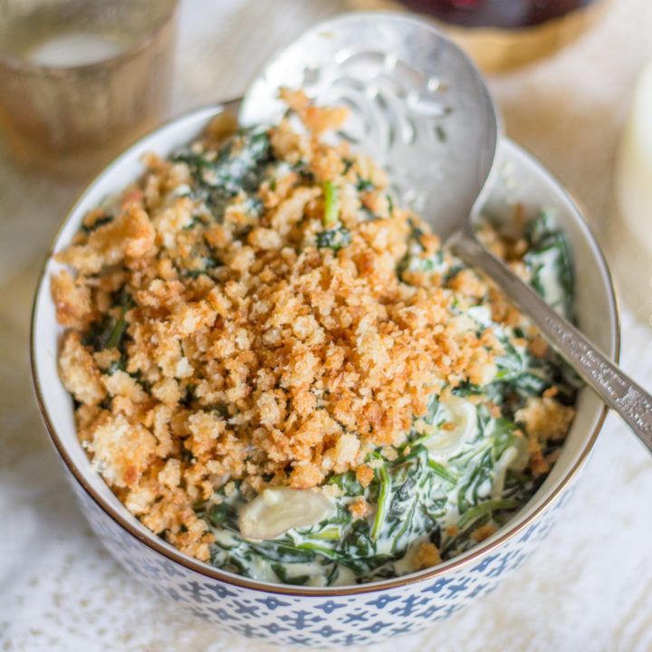 Easy Creamy Spinach with Crispy Breadcrumbs