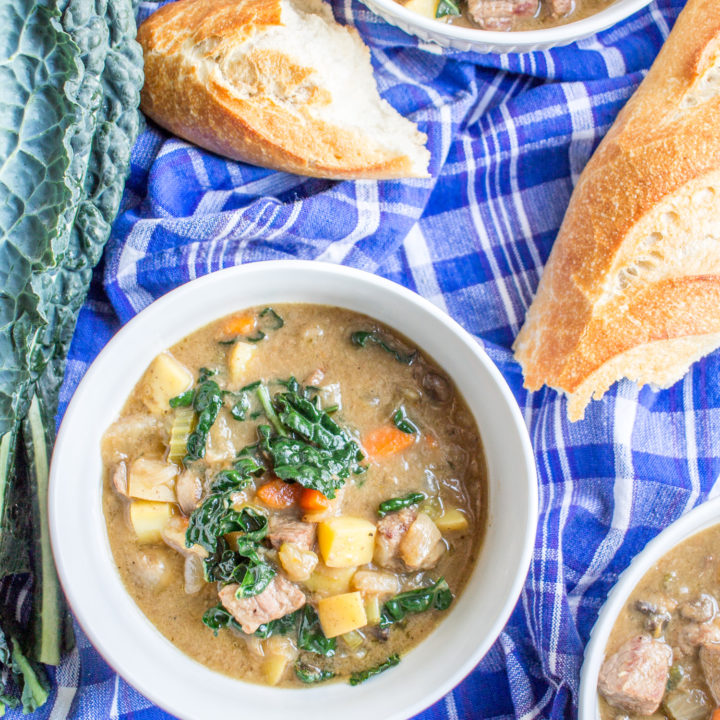 Caramelized Onion and Kale Beef Stew