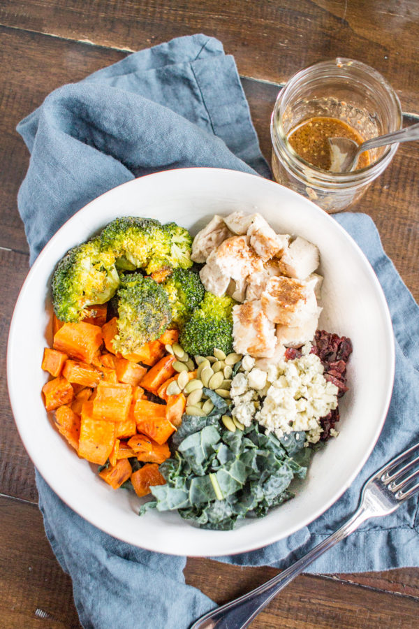Chicken, Sweet Potato, and Kale Salad Bowls
