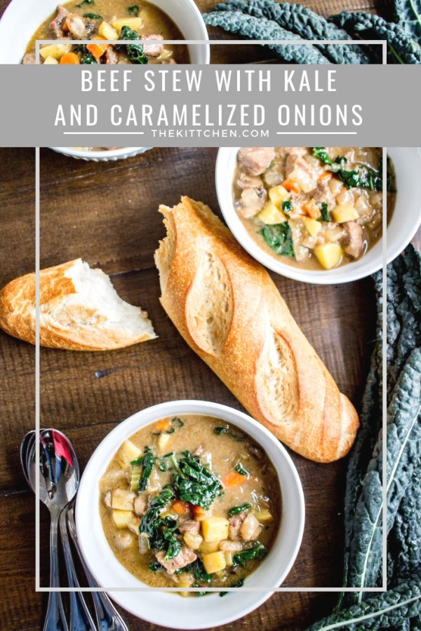 Caramelized Onion and Kale Beef Stew - Your family will love this delicious from scratch recipe!