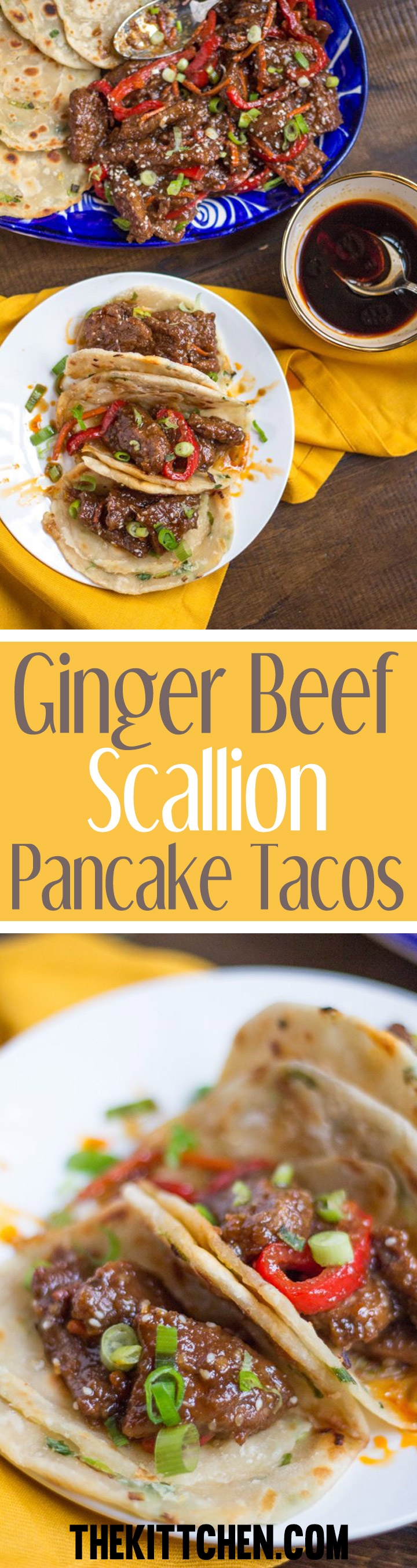 Ginger Beef Scallion Pancake Tacos - fun new recipe that combines Korean food with tacos!