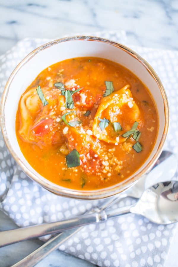 This Roasted Tomato Tortellini Soup is an easy to prepare meal your family will love.