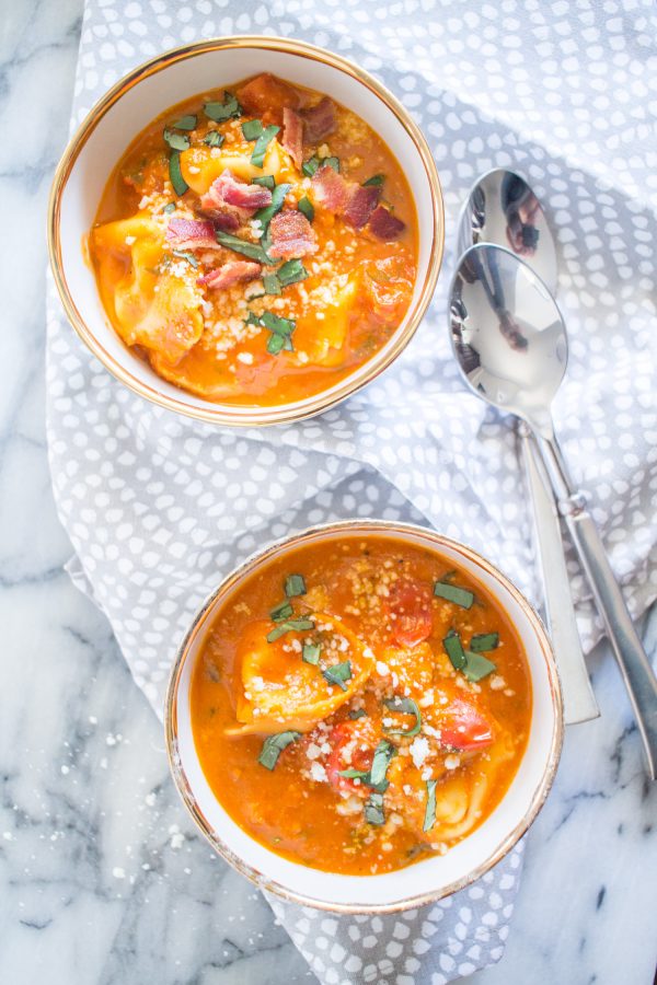An easy recipe for Roasted Tomato Tortellini Soup - made without canned tomatoes.