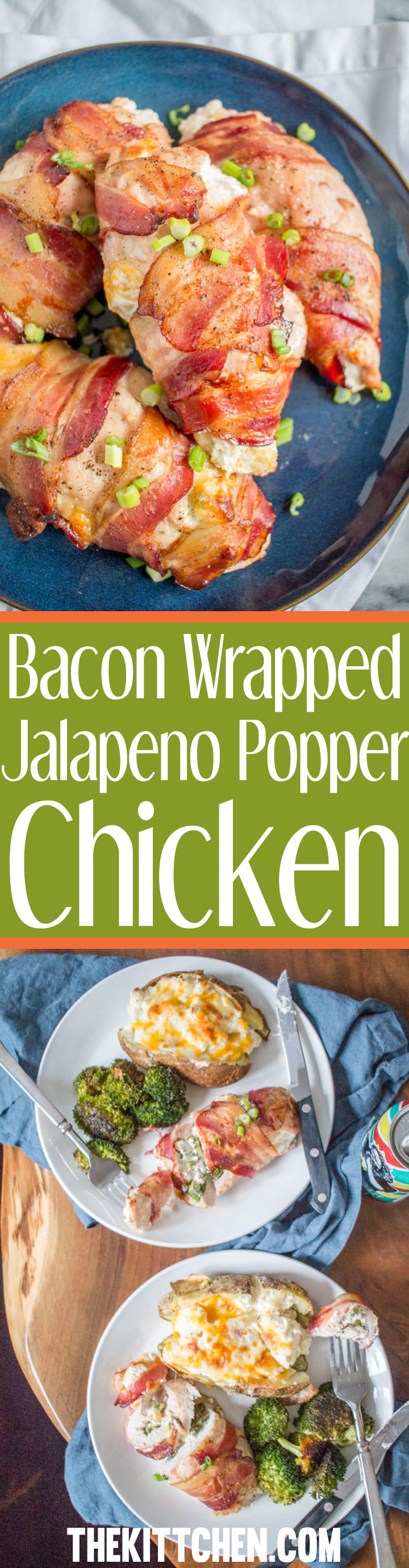 You will love this easy and delicious dinner recipe for Bacon Wrapped Jalapeño Popper Chicken! It's an easy weeknight dinner that takes only 10 minutes of active preparation time.