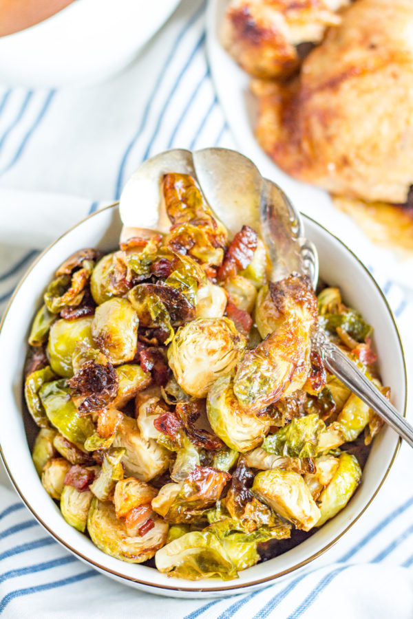 Roasted Bacon Maple Brussels Sprouts - the BEST brussel sprout recipe