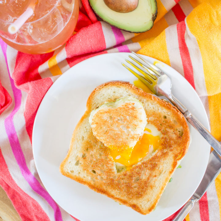 Avocado Cheddar Grilled Cheese Egg in the Hole