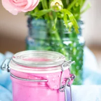 Roasted Garlic and Beet Crema - a delicious sauce/salad dressing/dip with a beautiful bright pink color.