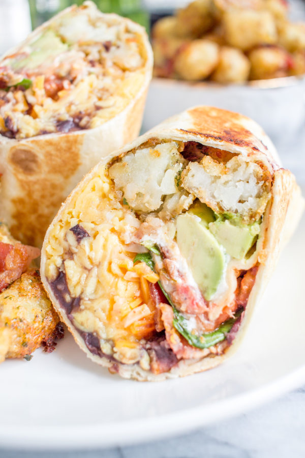 These Scrambled Egg and Tater Tot Breakfast Burritos are the ultimate breakfast!