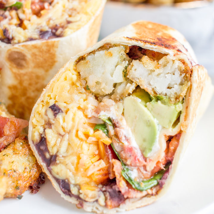 These Scrambled Egg and Tater Tot Breakfast Burritos are the ultimate breakfast!
