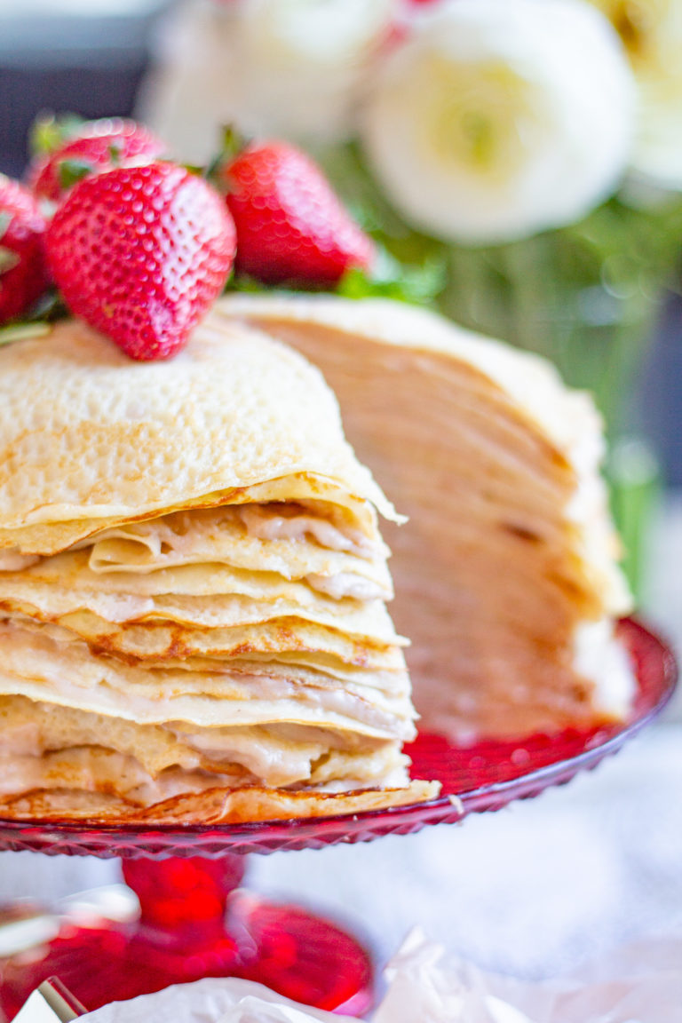 25 Layer Roasted Strawberry Crepe Cake | Crepe Cake Recipe