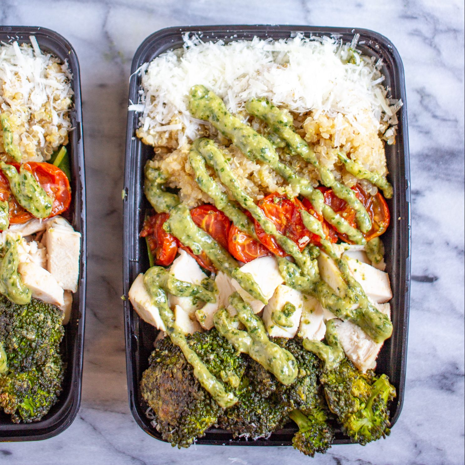 Chicken Roasted Veggie And Pesto Salad Bowls Thekittchen