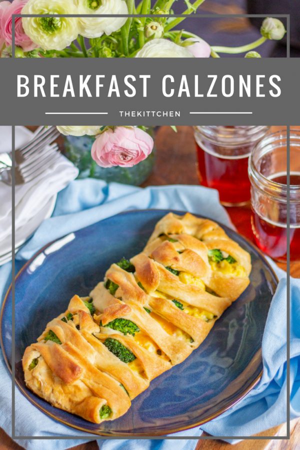 Breakfast Calzones filled with scrambled eggs, spinach, broccoli, and cheddar cheese. This recipe comes together with just 10 minutes of active cook time and 20 minutes in the oven. 