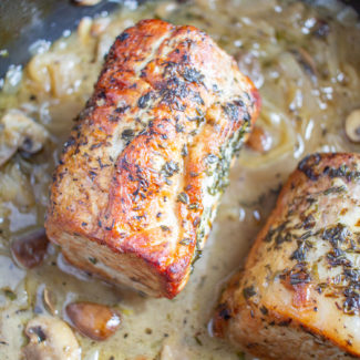 Roasted Pork Loin with Mushrooms and Shallots | An Elegant Dinner