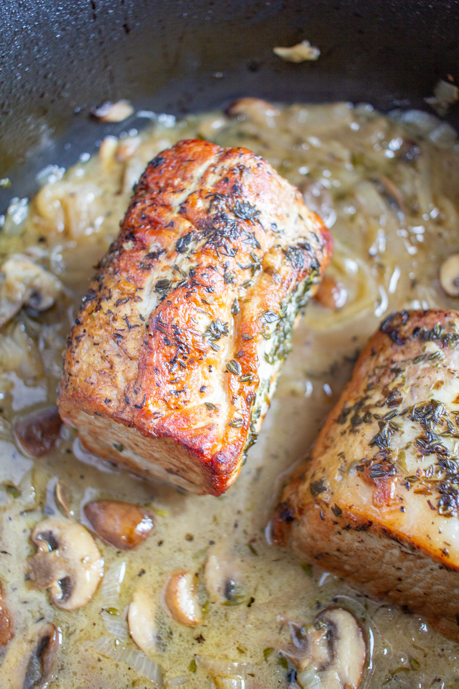 Roasted Pork Loin with Mushrooms and Shallots | An Elegant Dinner