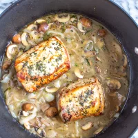 Roasted Pork Loin | A delicious easy-to-make recipe for Roasted Pork Loin with mushrooms and shallots.