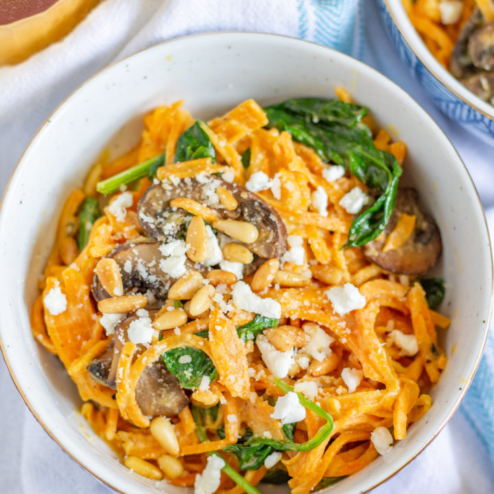 Sweet Potato Noodles with a Goat Cheese Sauce