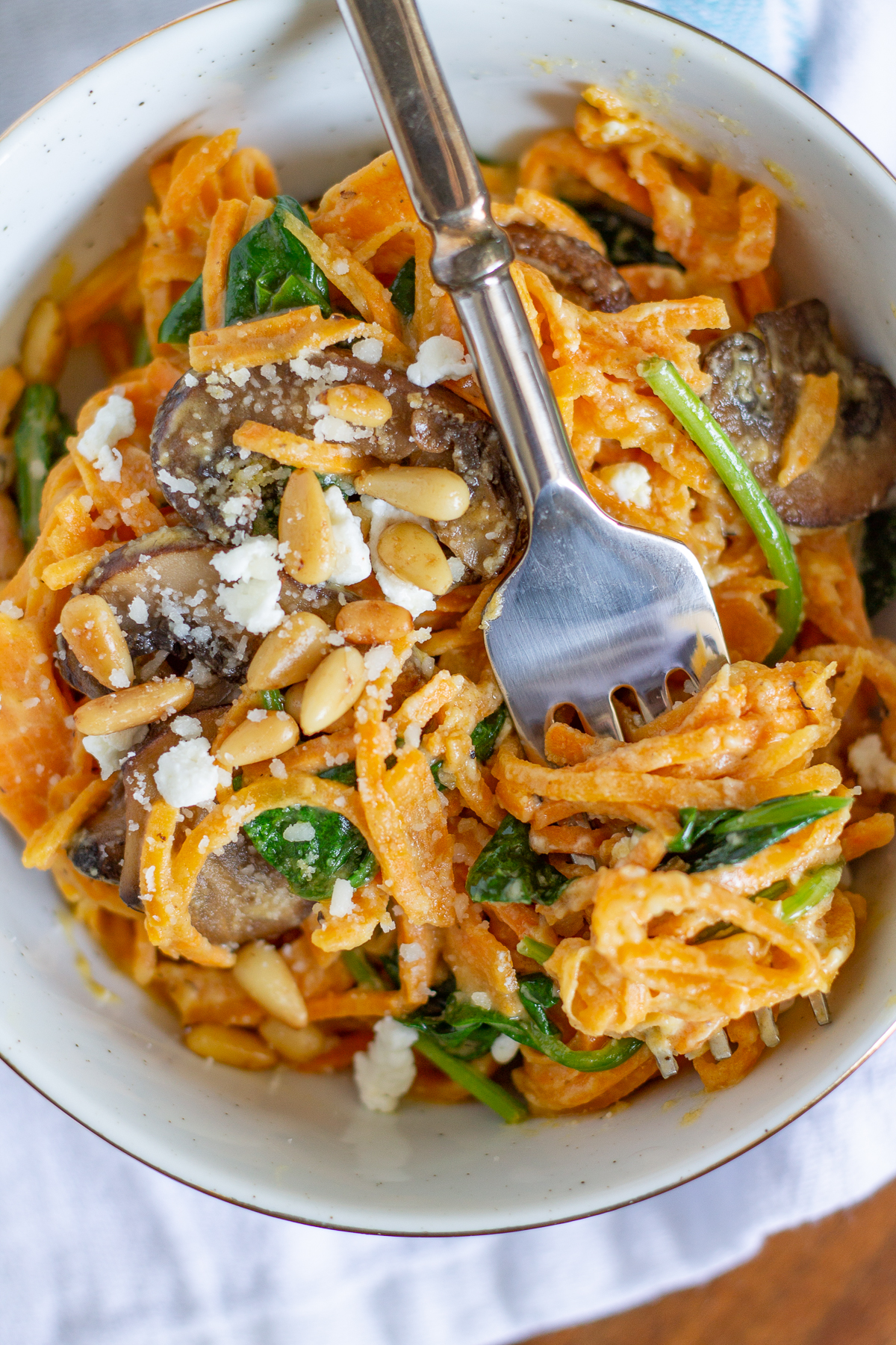 How to Make Sweet Potato Noodles with a Goat Cheese Sauce